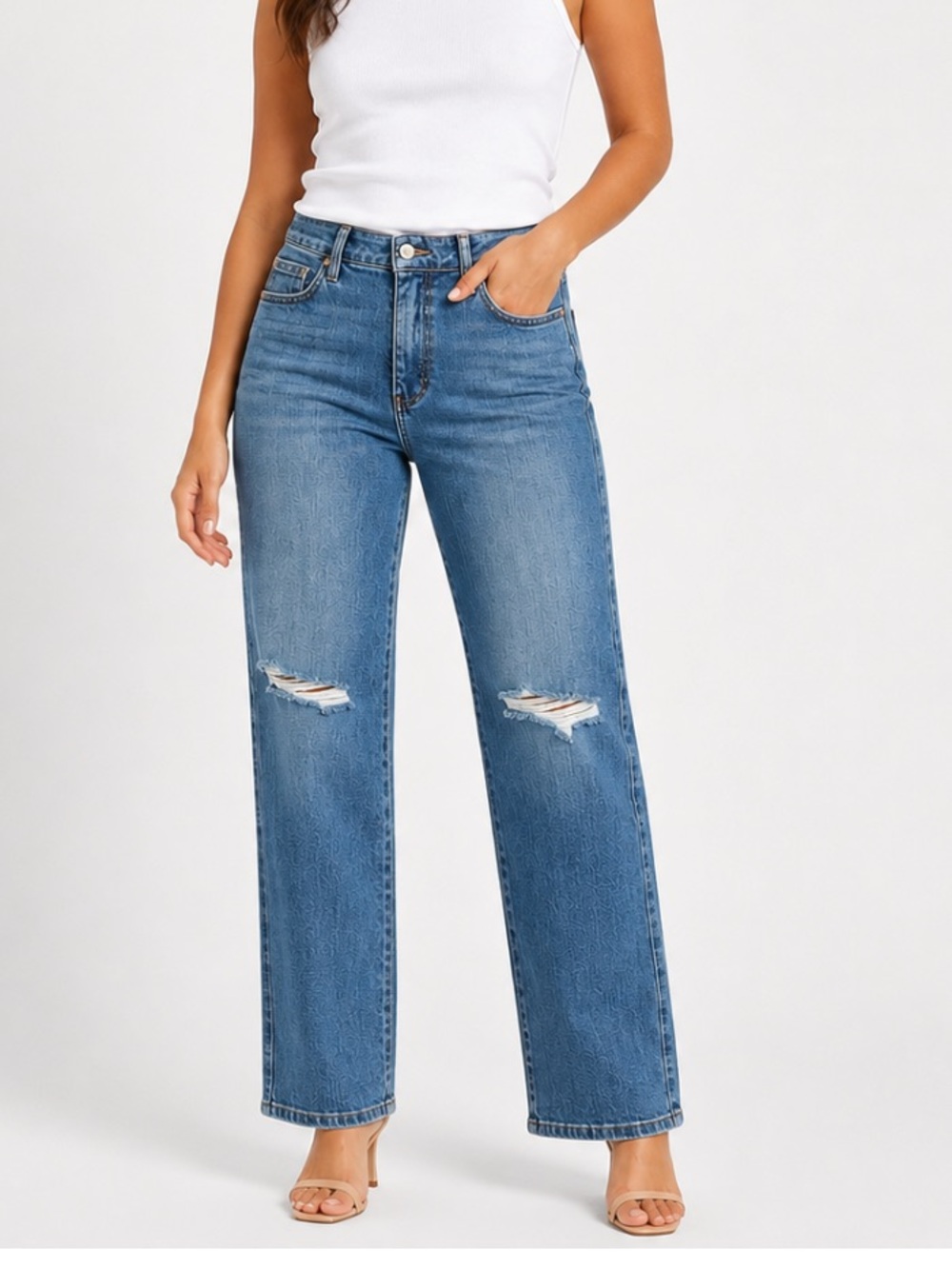 Judy Blue High Rise Straight Leg Jeans Denim Tummy Control Top Stretch Sz 15/32